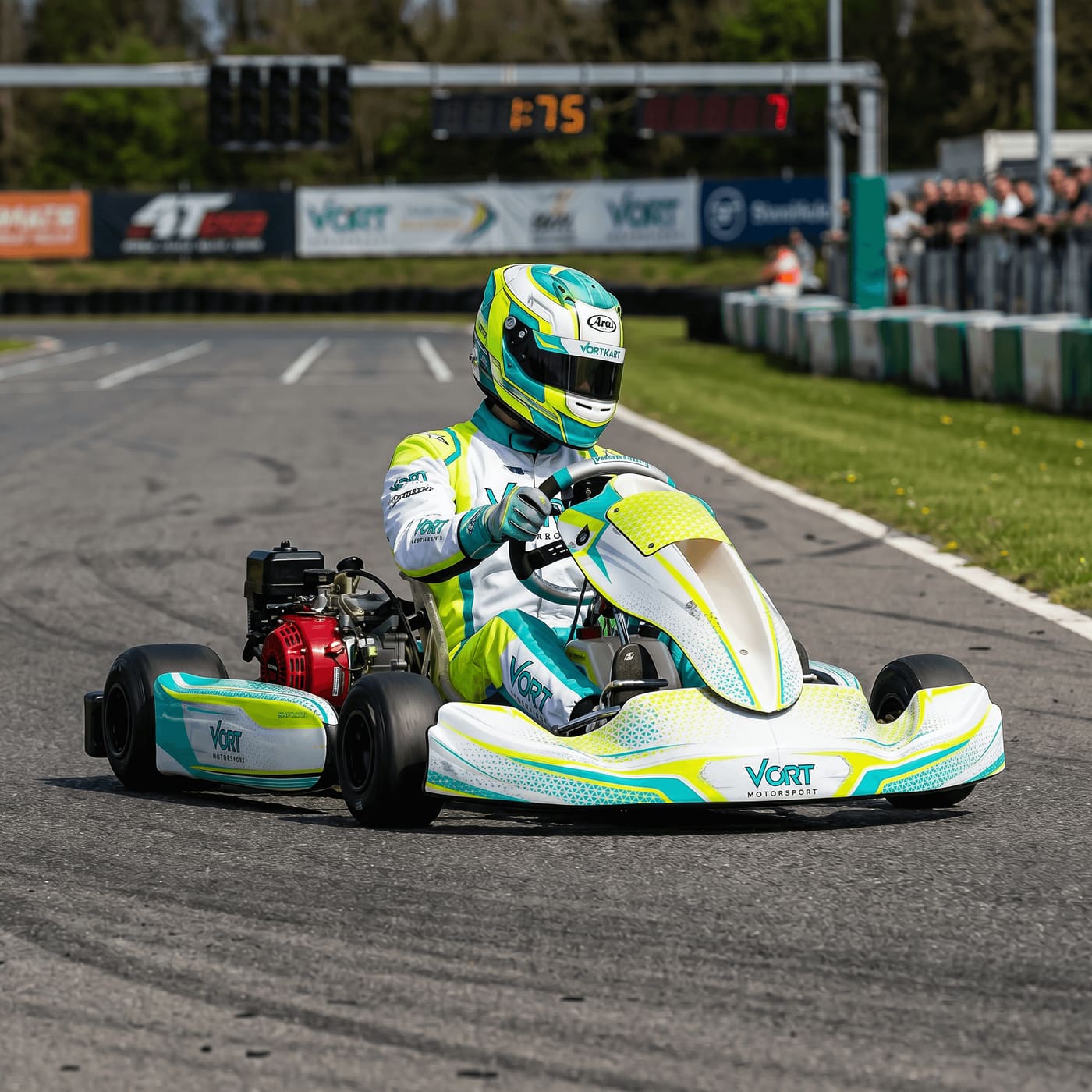 VortKart DuraTrak gas-powered outdoor commercial go kart on circuit