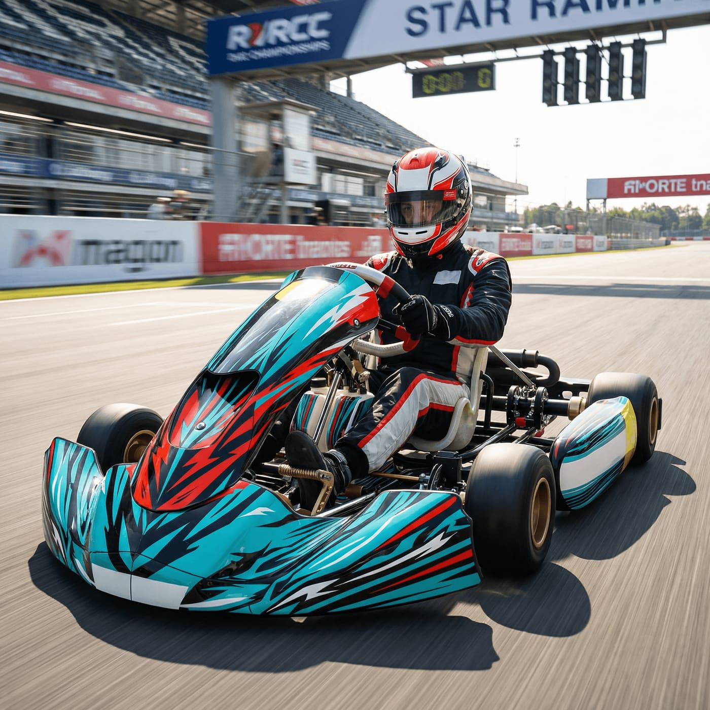 Racing kart chassis on professional karting circuit